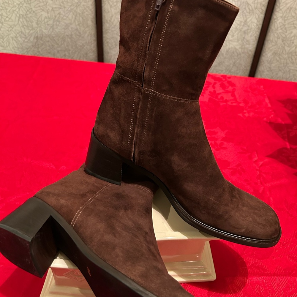 Coach Dark Brown Suede Ankle Boots - Picture 4 of 12